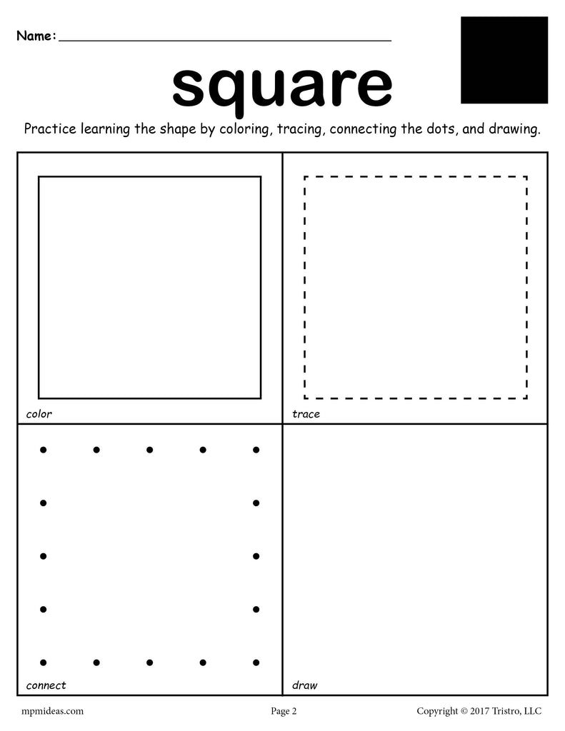 Square Worksheet Color Trace Connect Draw SupplyMe