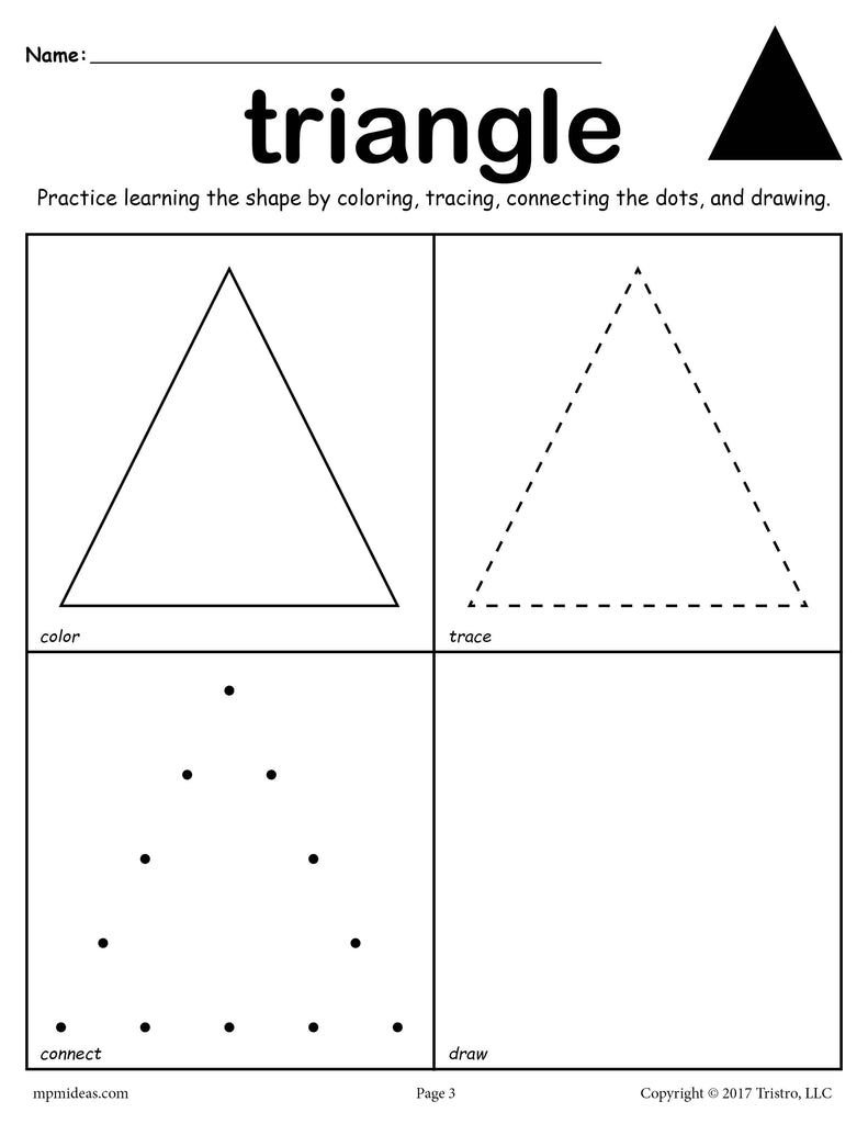 Triangle Worksheet Color Trace Connect Draw SupplyMe