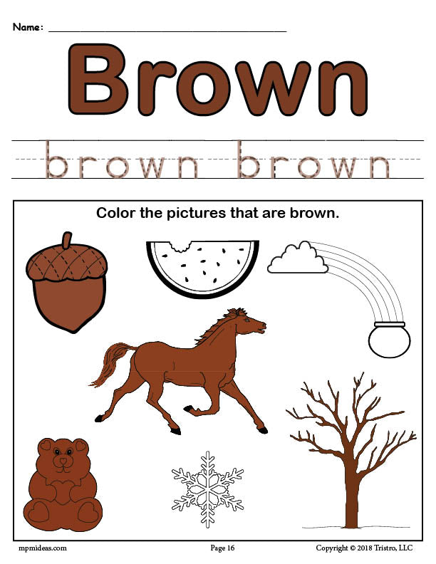 FREE Color Brown Worksheet