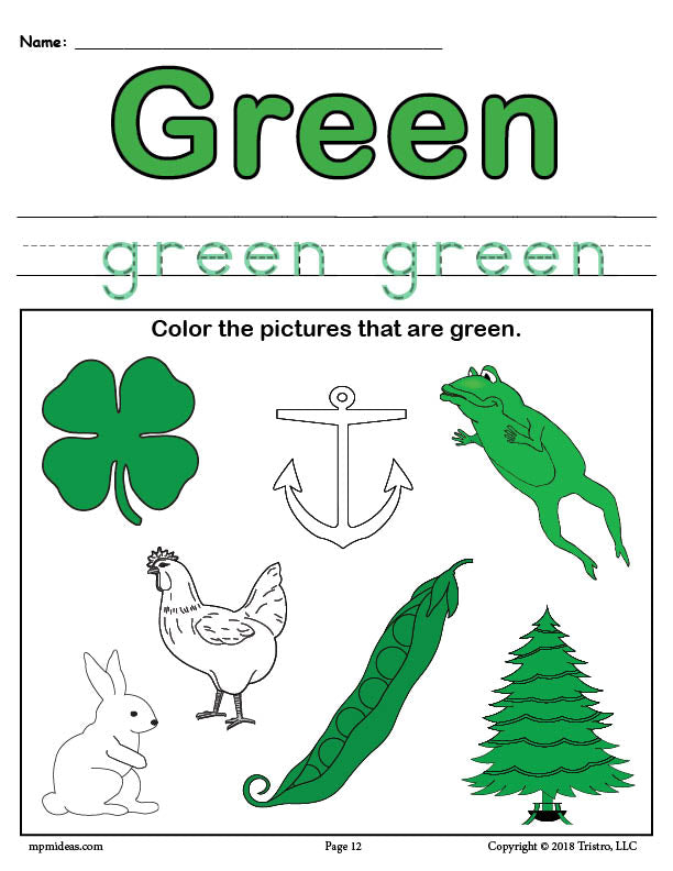 Color Green Worksheet – SupplyMe