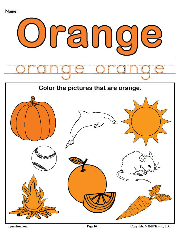 Color Orange Worksheet – SupplyMe
