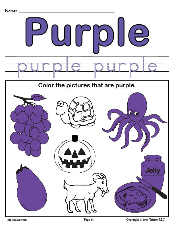 FREE Color Purple Worksheet