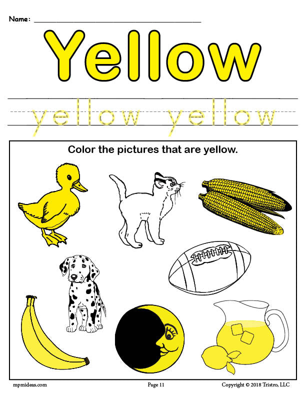 FREE Color Yellow Worksheet