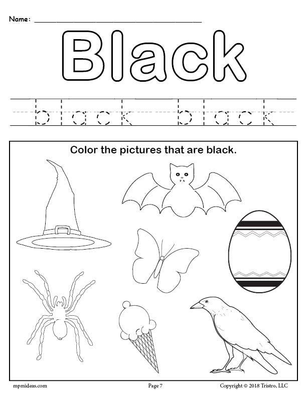 color black worksheet supplyme