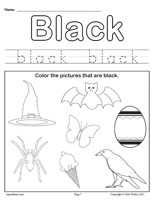 FREE Color Black Worksheet