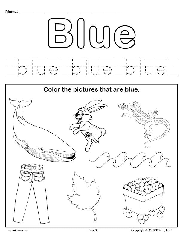 FREE Color Blue Worksheet