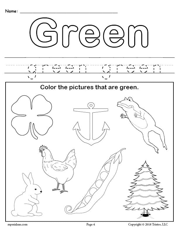 FREE Color Green Worksheet