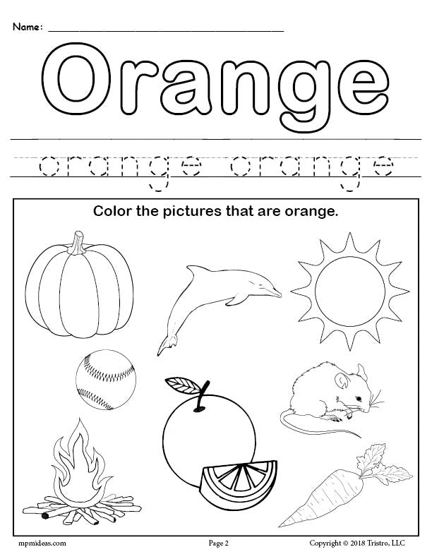 Color Orange Worksheet SupplyMe