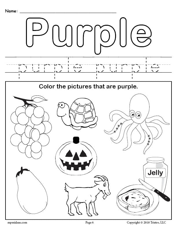 FREE Color Purple Worksheet