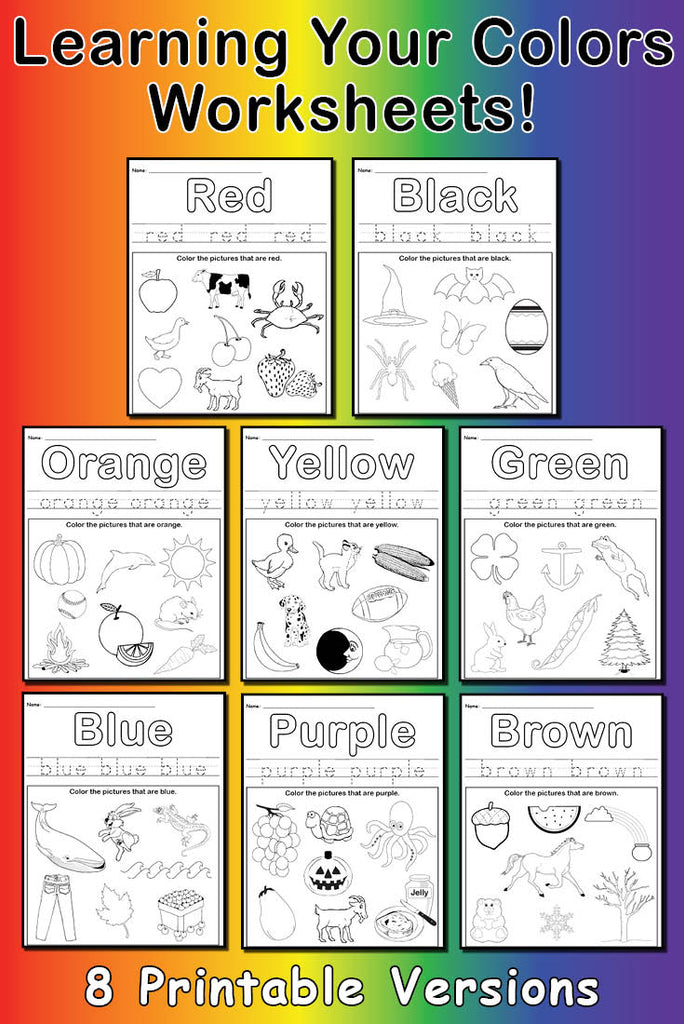 Learning Your Colors 8 Printable Color Worksheets