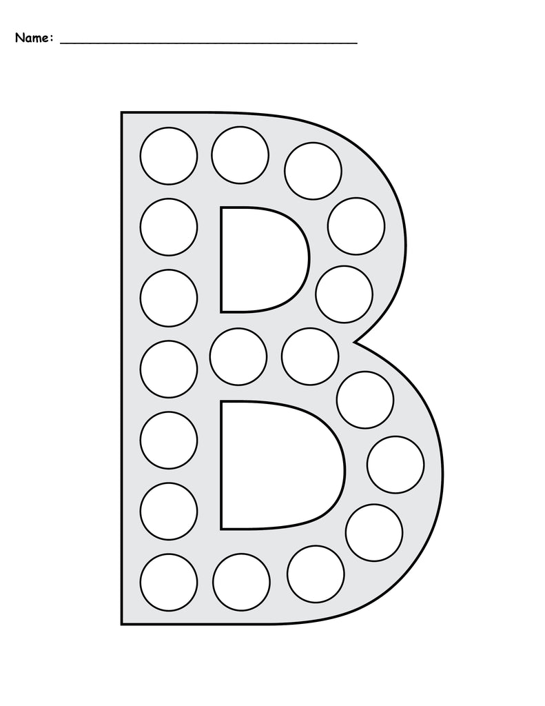 Uppercase Letter B Do-A-Dot Printable - Gray Background
