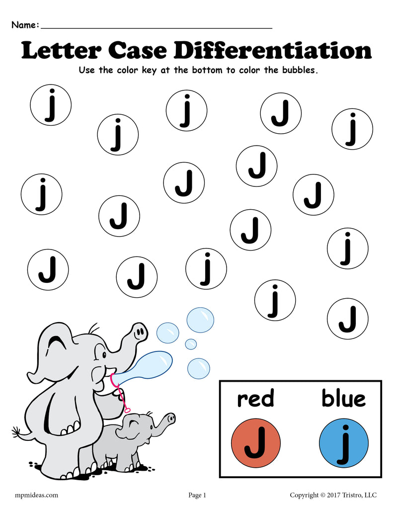 FREE Letter J Do-A-Dot Printables For Letter Case Differentiation Practice!