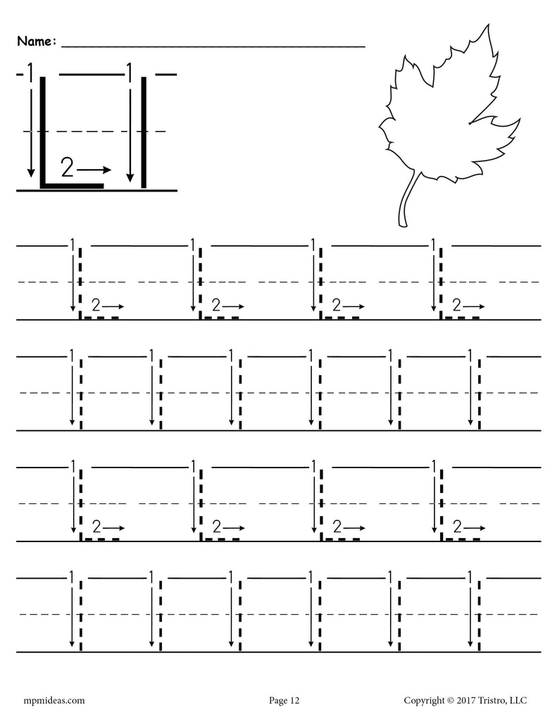 printable letter l tracing worksheet with number and arrow guides supplyme