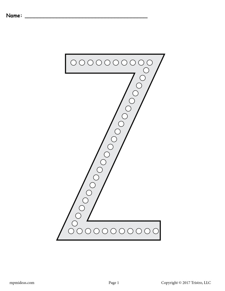 FREE Letter Z Q-Tip Painting Printables - Includes Uppercase and Lowercase Letter Z Worksheets