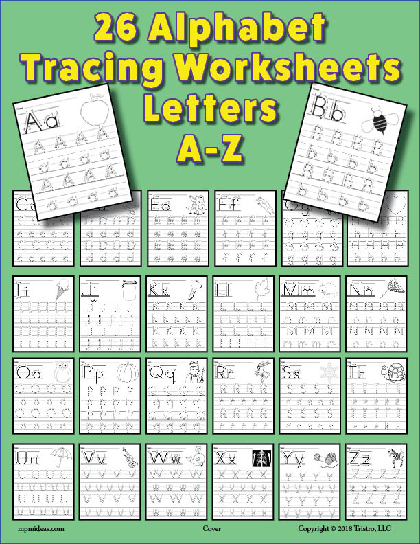 26 Alphabet Letter Tracing Worksheets With Number and Arrow Guides ...