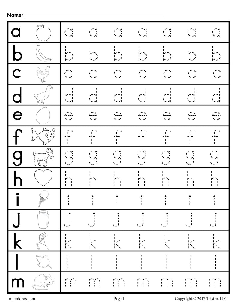 Lowercase Letter Tracing Worksheets Supplyme