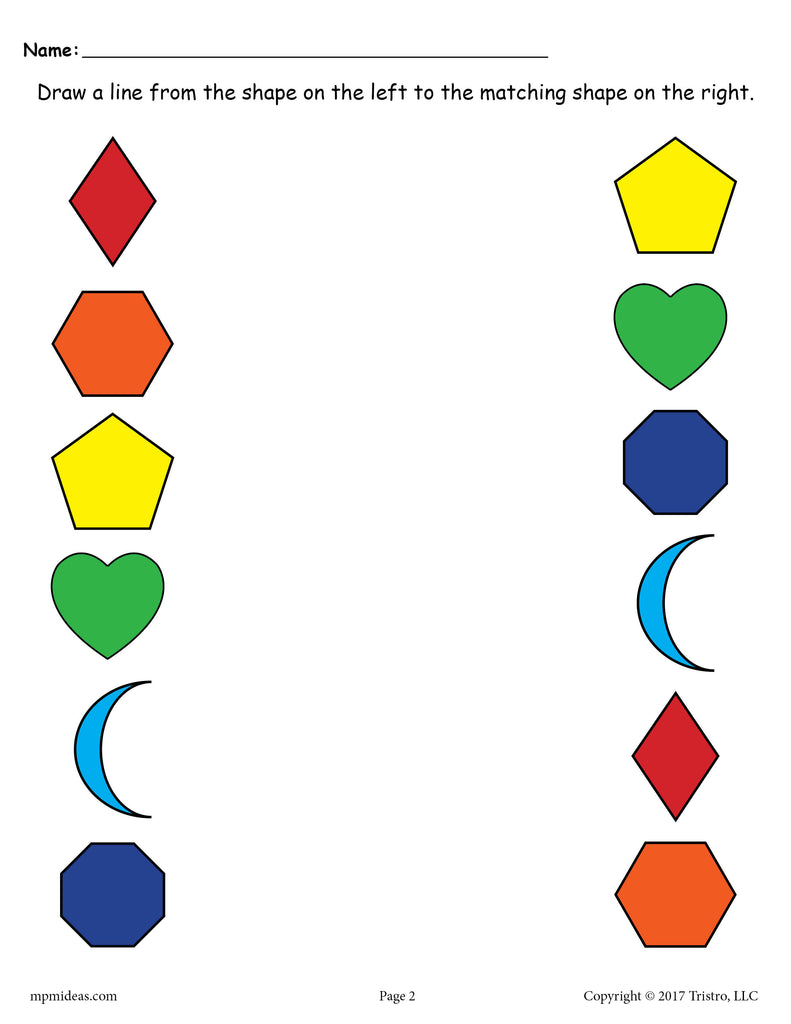 6 free shapes matching worksheets for preschool toddlers supplyme