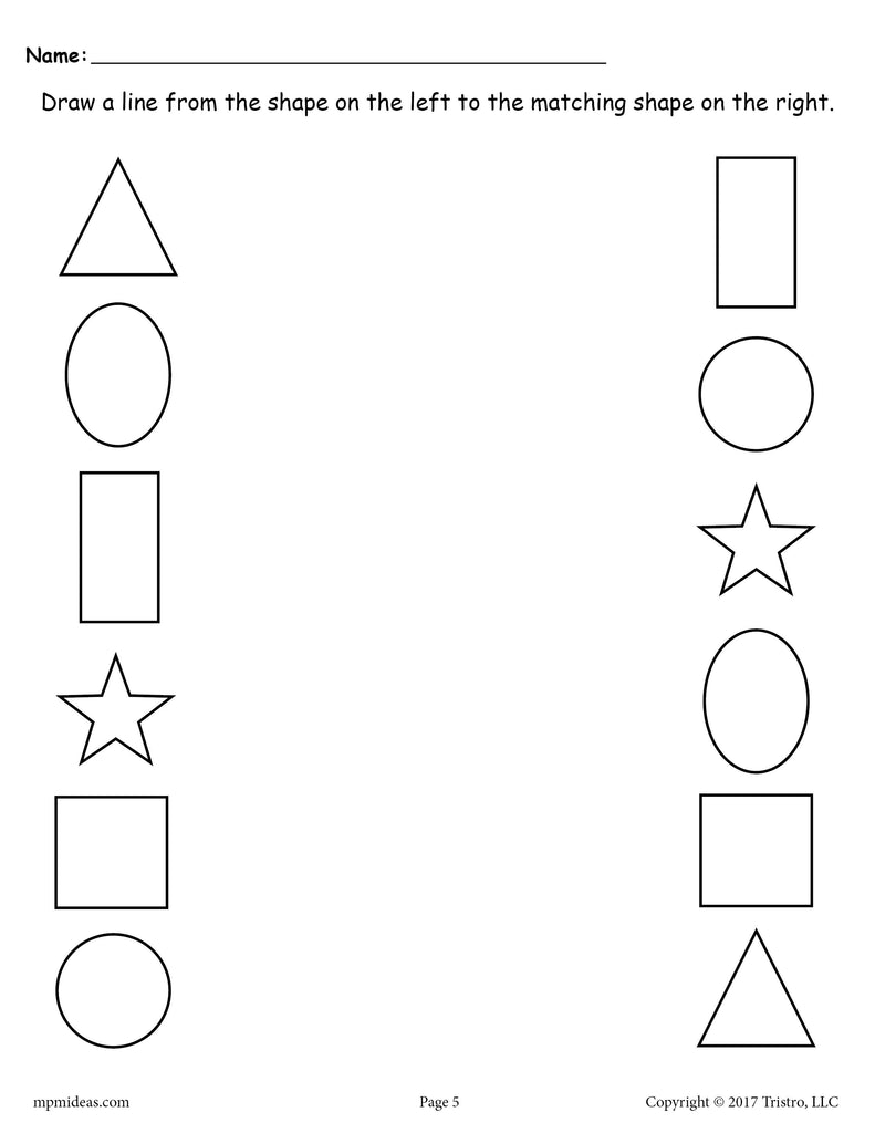 6 free shapes matching worksheets for preschool toddlers
