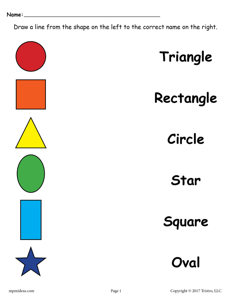 kindergarten printable worksheets shapes