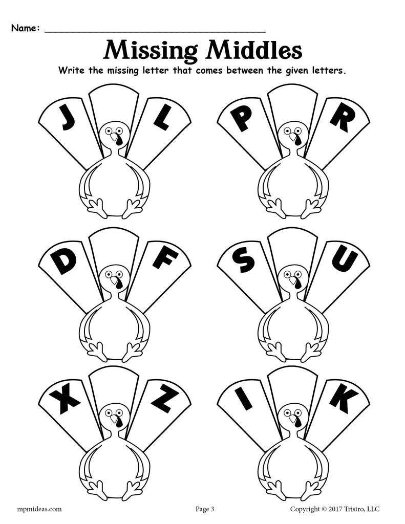 missing letters worksheets thanksgiving themed alphabet worksheets