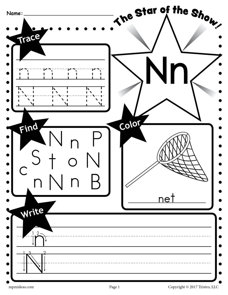 FREE Letter N Worksheet: Tracing, Coloring, Writing & More!