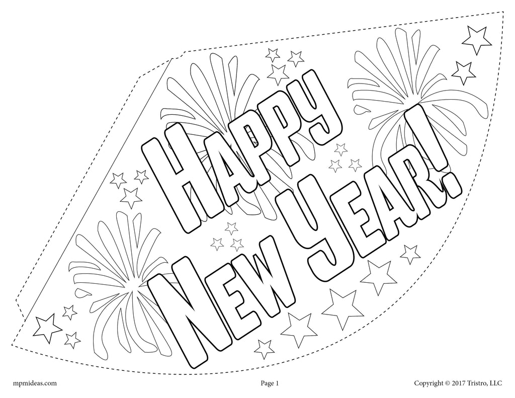 FREE Printable 2018 New Year s Party Hat Activity Craft (3 Versio