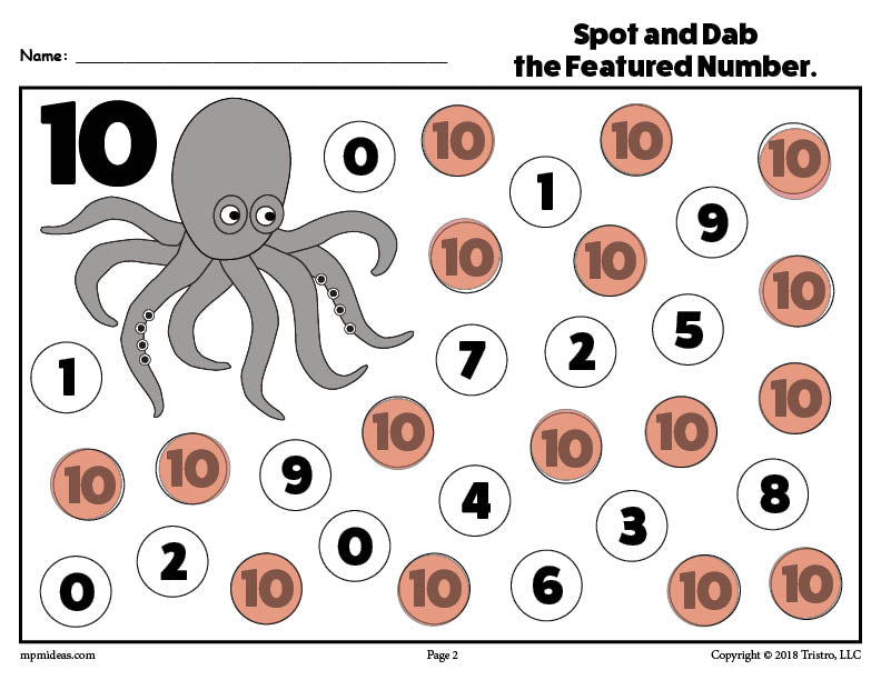 Number Ten Do-A-Dot Printable!