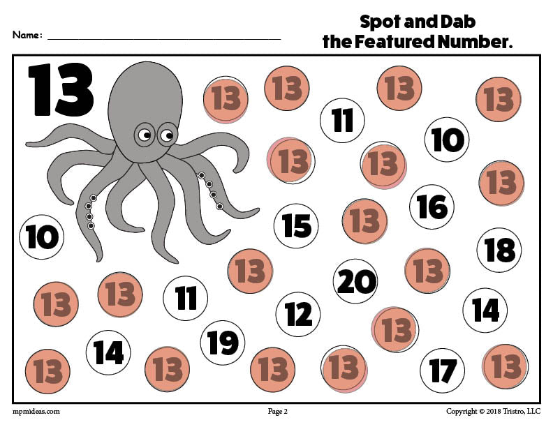 Number Thirteen Do-A-Dot Printable!