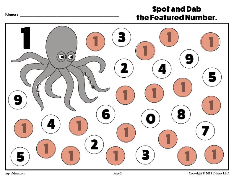 Number One Do-A-Dot Printable!