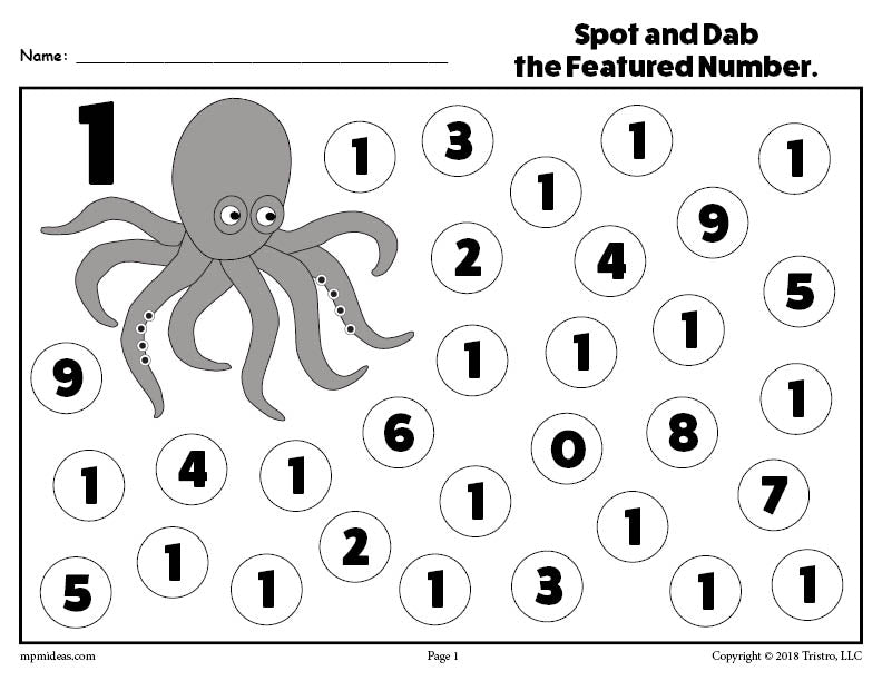 Number One Do-A-Dot Printable!