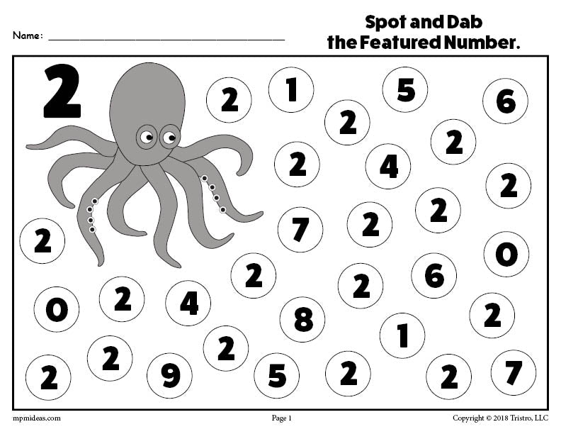 Number Two Do-A-Dot Printable!