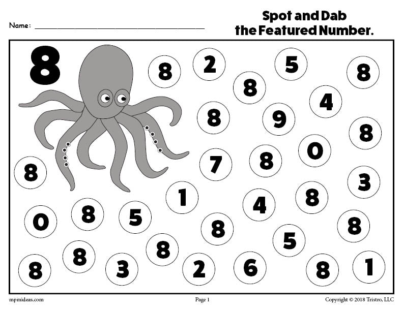 Number Eight Do-A-Dot Printable!