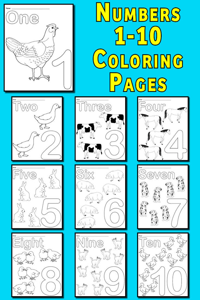 free number coloring pages 1 20