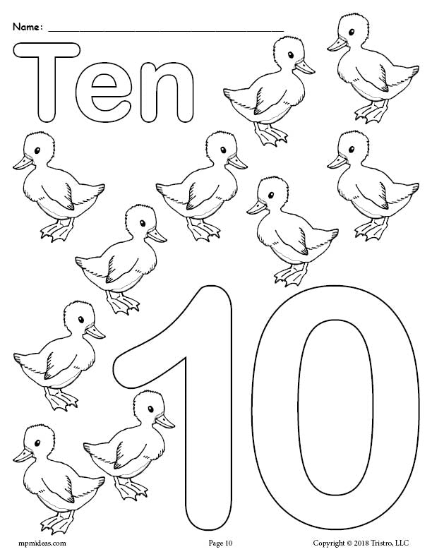 Printable Animal Number Coloring Pages Numbers 110! SupplyMe