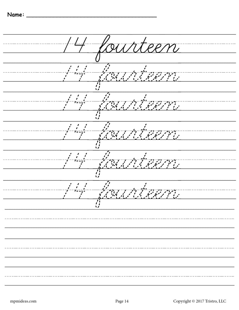 Printable Number Eleven Cursive Handwriting And Tracing Worksheet ...