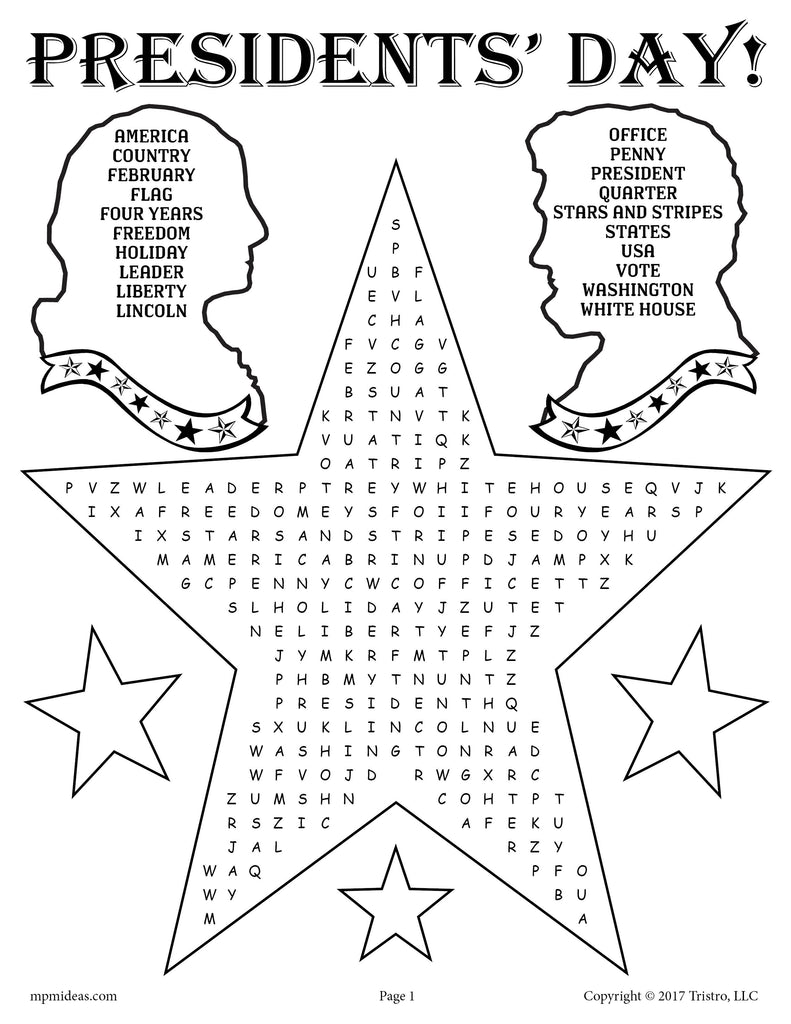 Printable Presidents' Day Word Search!