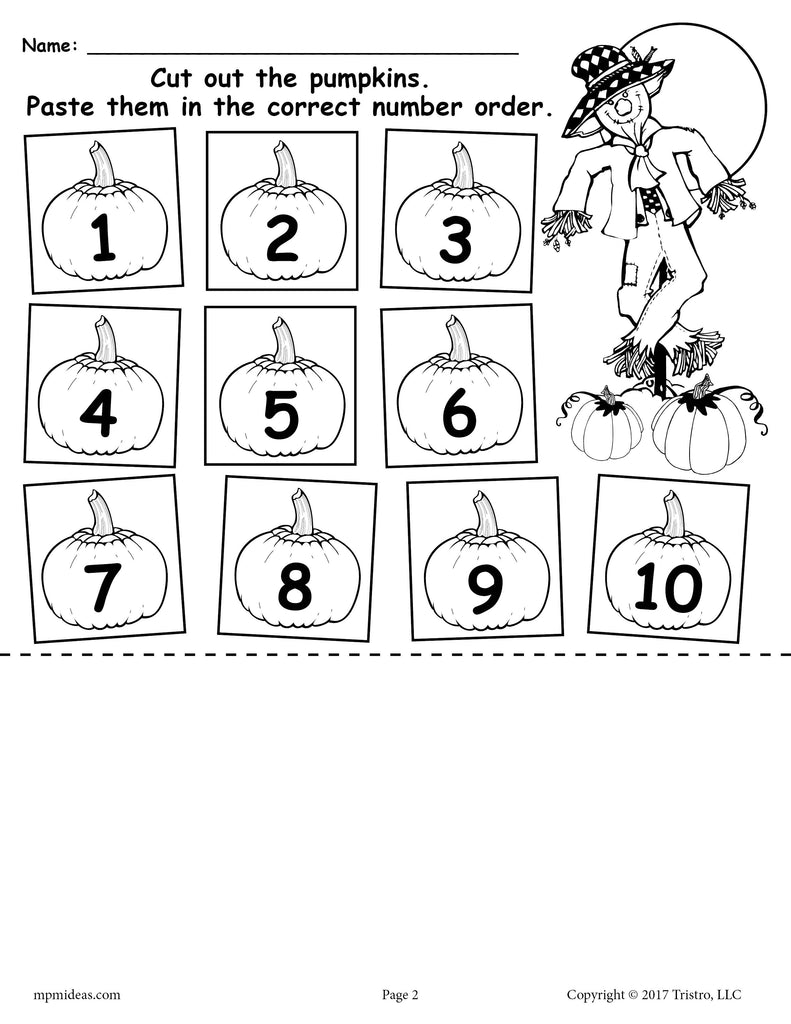 Printable Pumpkin Number Ordering Worksheet 1-10! – SupplyMe