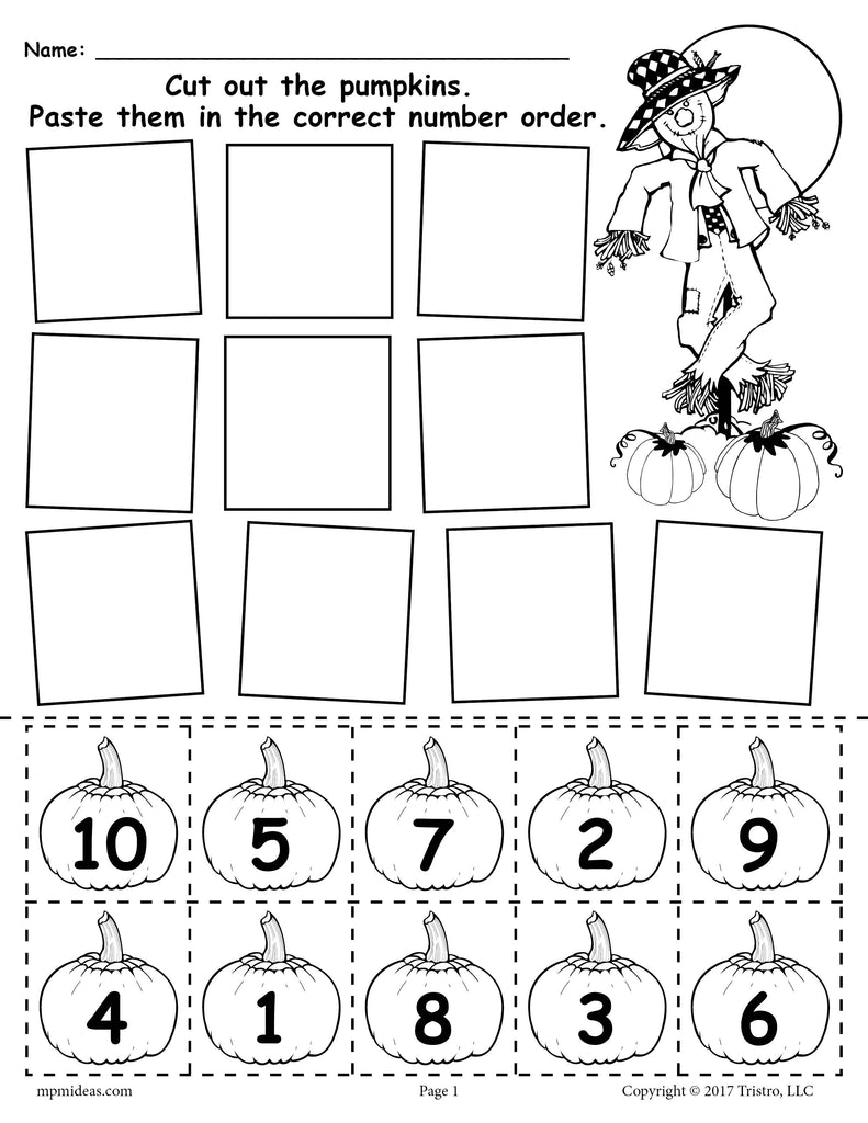 Printable Pumpkin Number Ordering Worksheet 1 10 SupplyMe