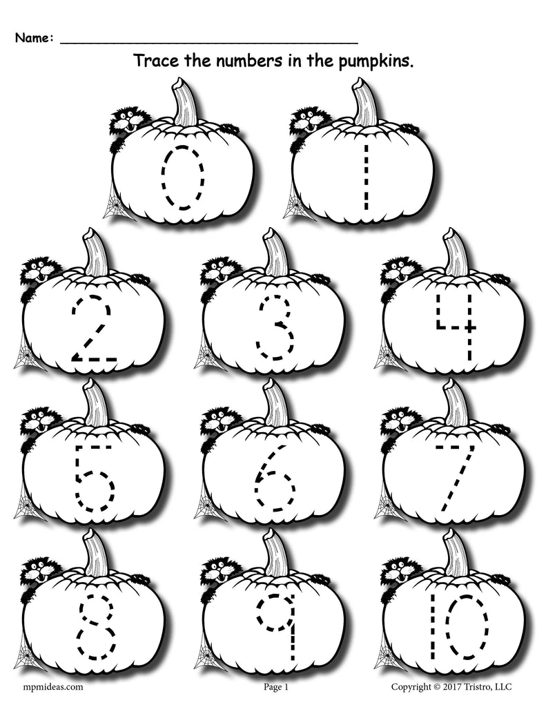 free printable pumpkin number tracing worksheets 1 20 supplyme