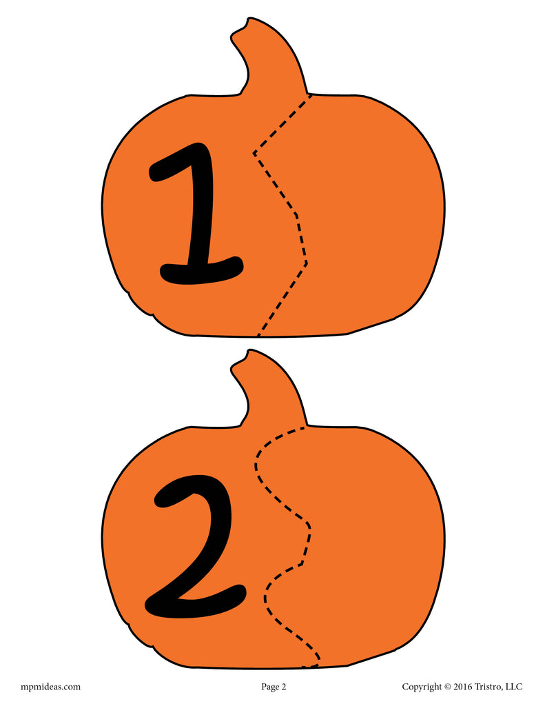 Pumpkin Seed Number Puzzles Numbers 1 and 2