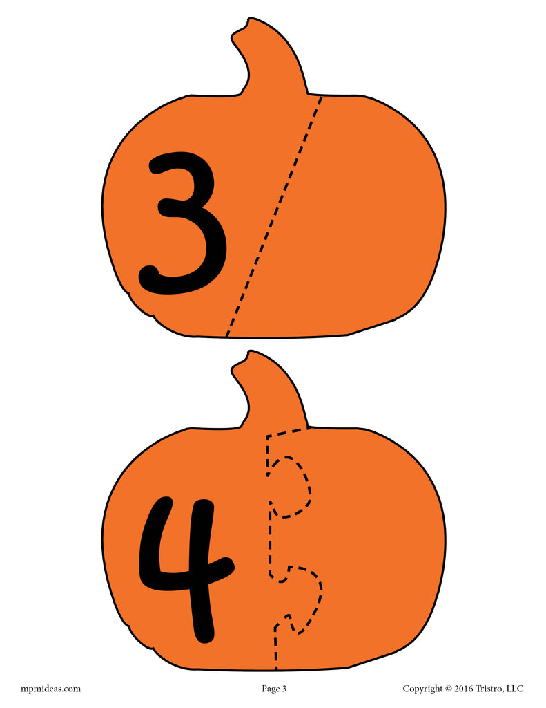 Pumpkin Seed Number Puzzles Numbers 3 and 4