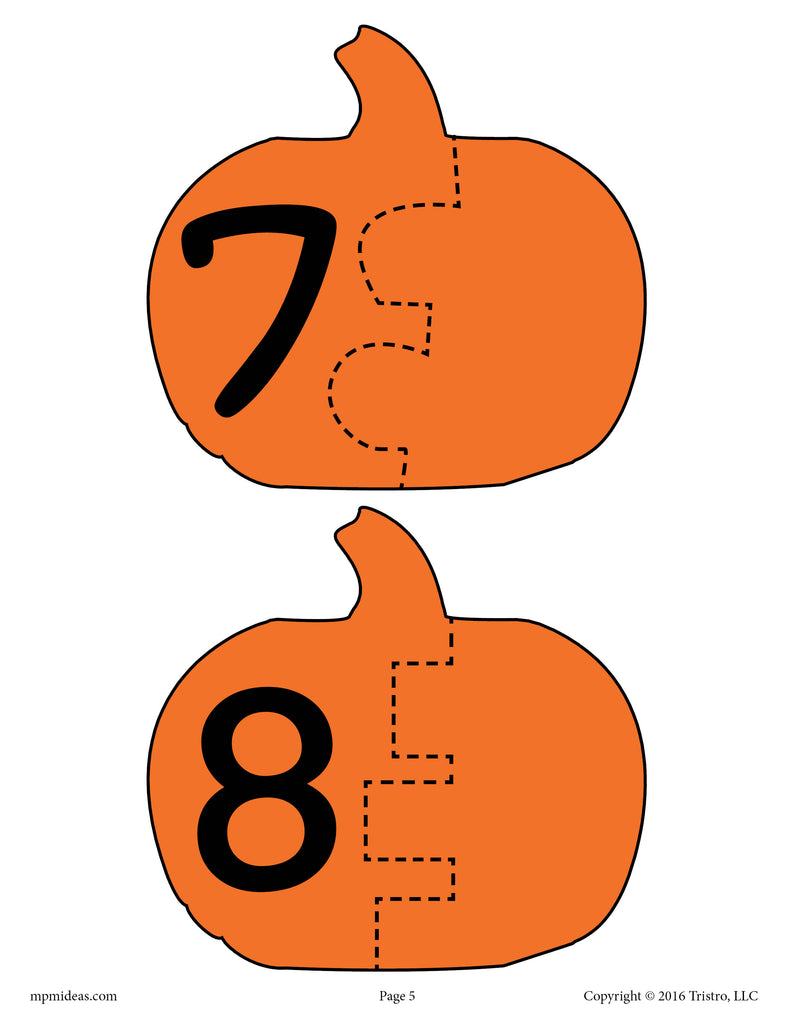 Pumpkin Seed Number Puzzles Numbers 7 and 8