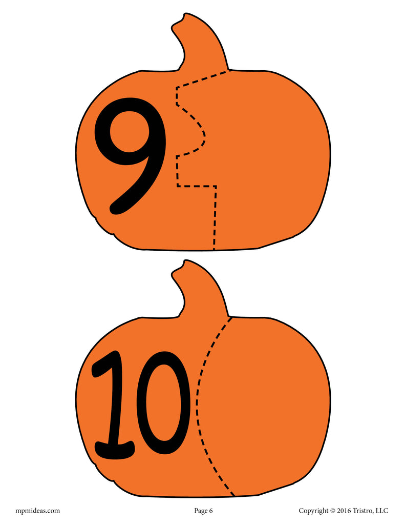 Pumpkin Seed Number Puzzles Numbers 9 and 10
