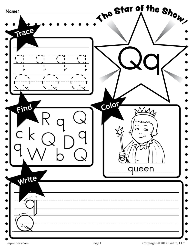 letter q worksheet tracing coloring writing more supplyme