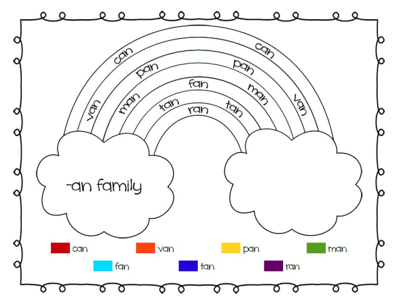 Rainbow Word Families Printable Worksheets – SupplyMe