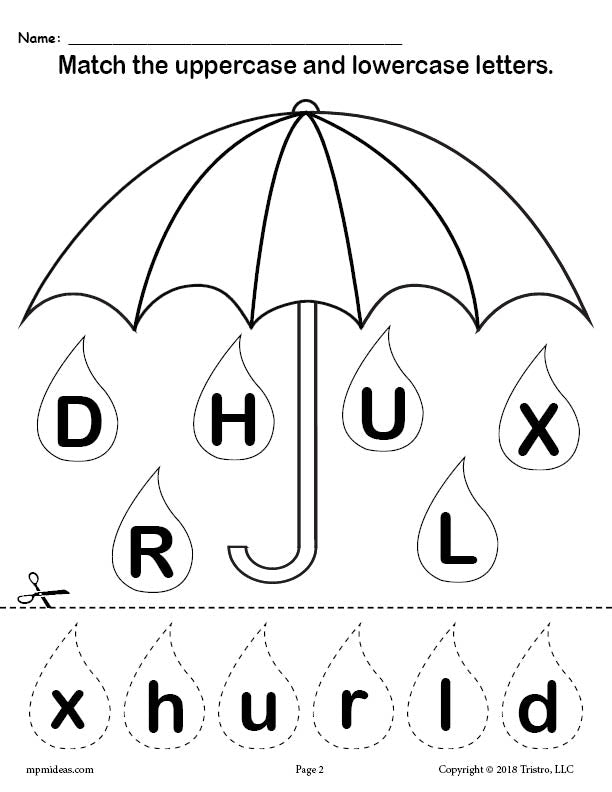 FREE Raindrop Letter Case Matching Worksheets A-Z!