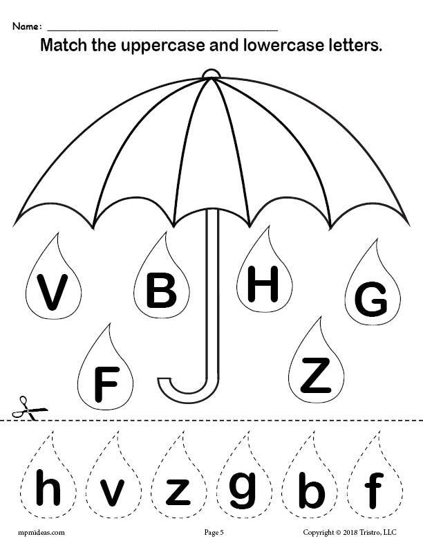 FREE Raindrop Letter Case Matching Worksheets A-Z!