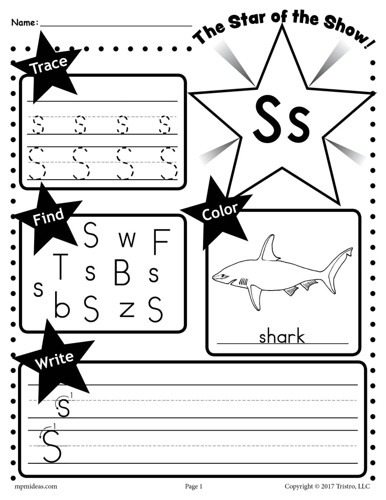 Letter S Worksheet Tracing Coloring Writing More