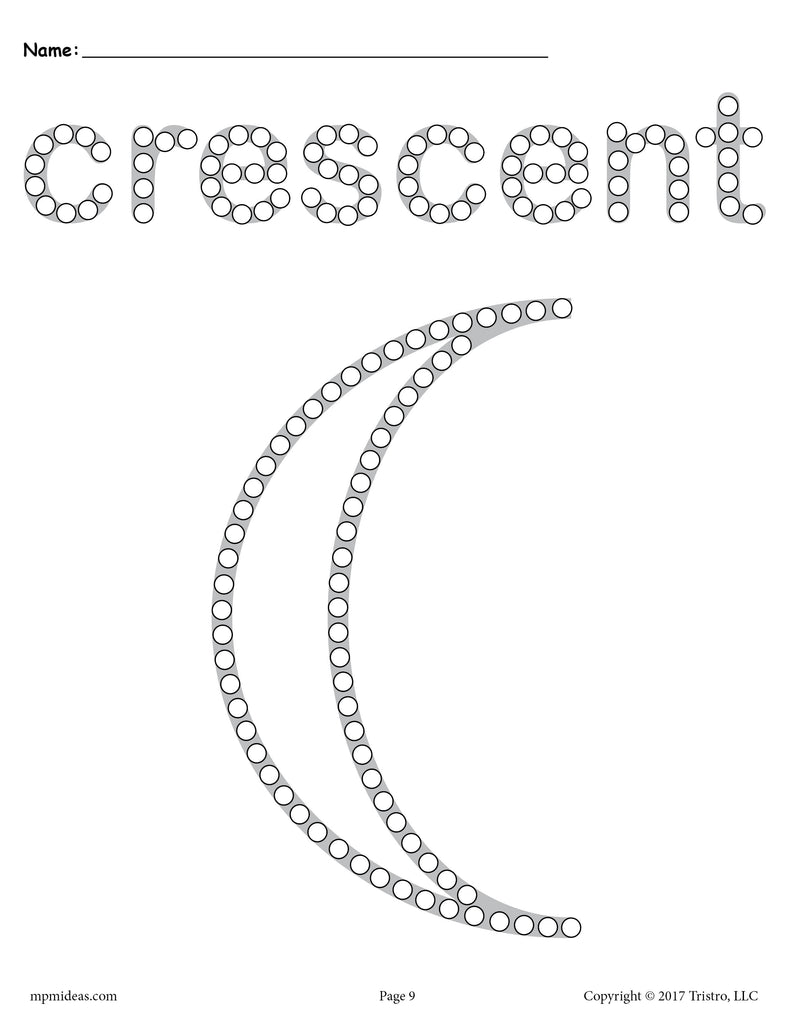 Crescent Q-Tip Painting Printable - Crescent Worksheet & Coloring Page