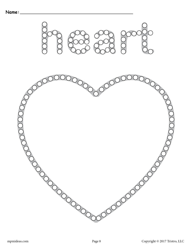 Download Heart Q-Tip Painting Printable - Heart Worksheet ...